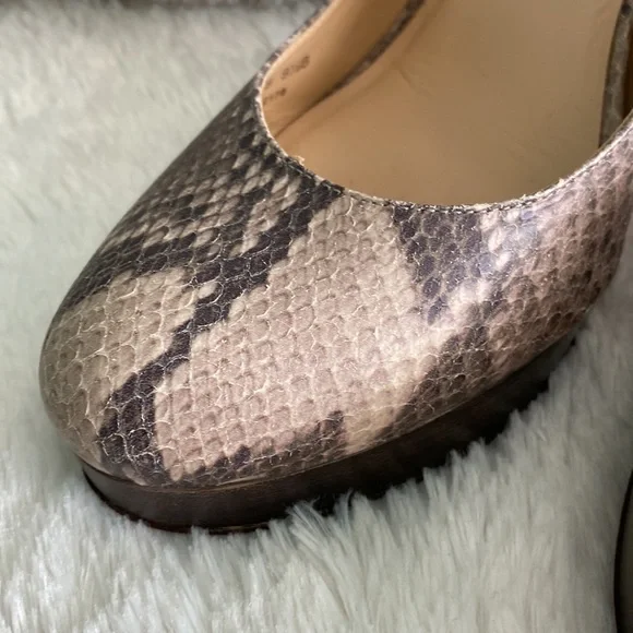 COLE HAAN Nike Air Snakeskin Leather Print Mary Jane Wooden Platform Heels - Picture 4 of 9